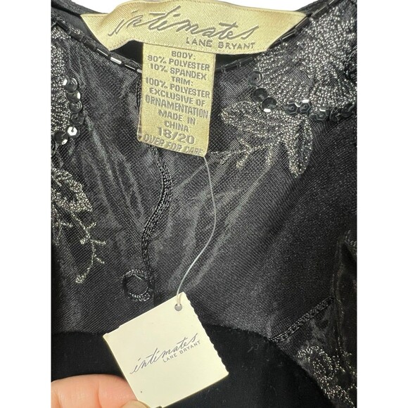 Lane Bryant NWT Babydoll Empire 18/20 Black Velvet Slip Dress Sequin Whimsigoth - Picture 9 of 16